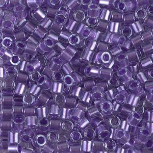 MIYUKI Delica 8/0 DBL-0906. Цвет: сверкающий кристалл c фиолетовый прокрасом внутри (SPRKLNG PURPLE LINED).