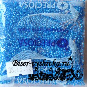 Бисер PRECIOSA №10 арт. 38665. Прозрачный с синим отверстием. 50гр.