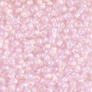 Miyuki 11/0 (RR-0272). Прозрачный кристалл с розовой линией АВ (Pink Lined Crystal AB).