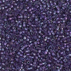 MIYUKI Delica 11/0 DB-1756. Цвет: фиолетовый с цветной линией внутри, с радужным блеском  АВ.