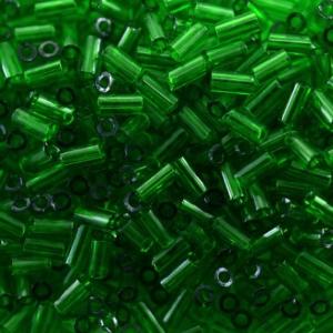 Стеклярус TOHO (Bugle TOHO) #007В прозрачный травянисто-зеленый (Transparent Grass Green). Вес: 5 гр.