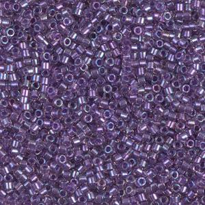 MIYUKI Delica 11/0 DB-1754. Цвет: кристалл AB с фиолетовой линией (Purple Lined Crystal AB). 