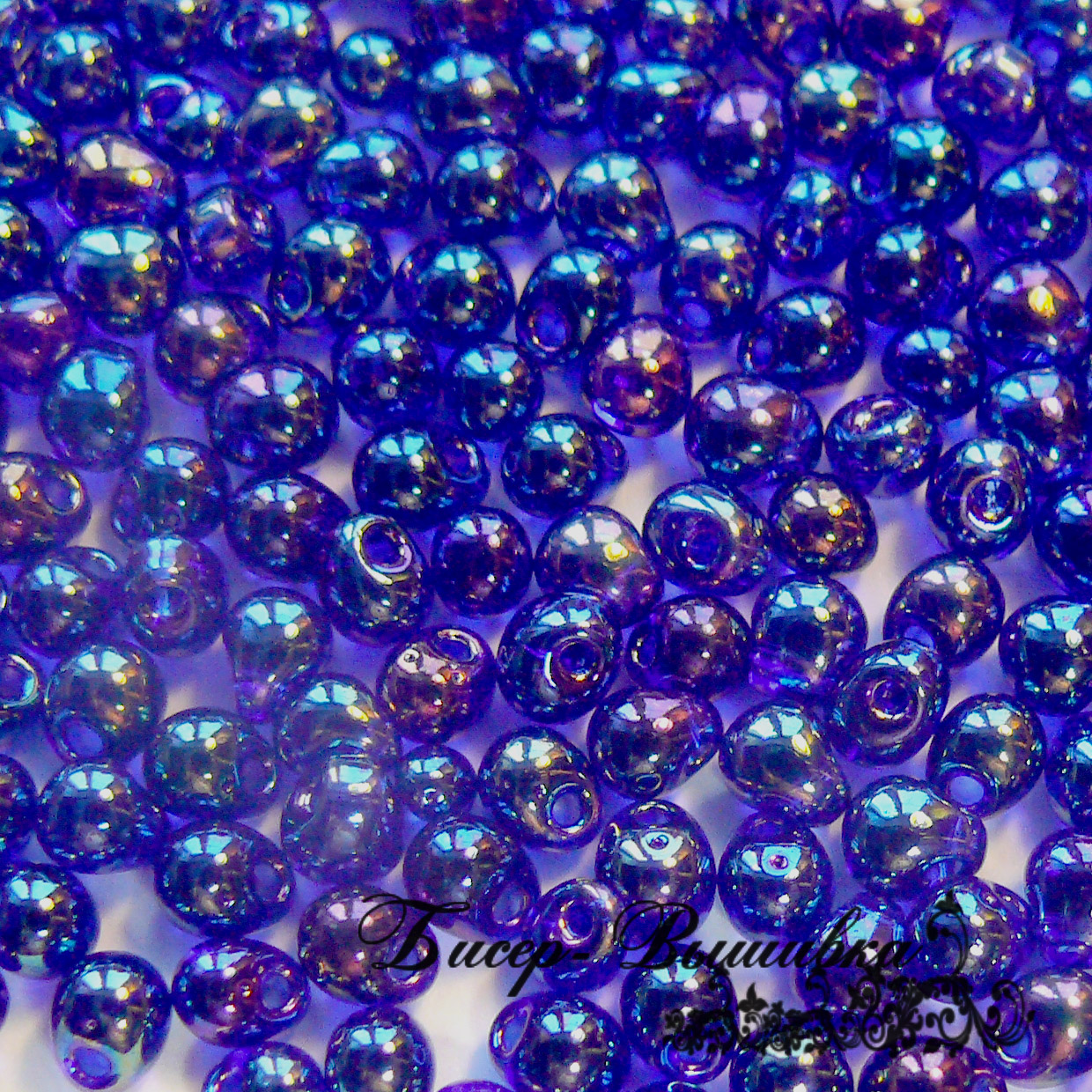 Drops (капельки) DP-0177. Прозрачный синий кобальт АВ, блеском.