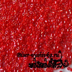MIYUKI Delica 11/0 DB-0159. Цвет: красный непрозрачный с радужным отливом (Opaque Lt. Siam AB). 