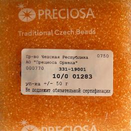 Бисер PRECIOSA №10 арт. 01283 1кат. Прозрачный, светло-оранжевый солгель. 50гр.