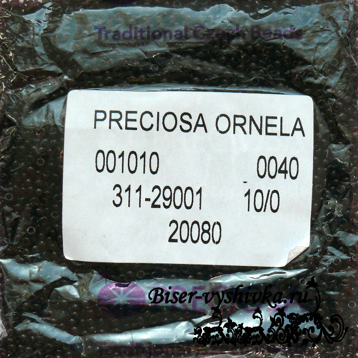 Бисер PRECIOSA №10 арт. 20080 1кат. Прозрачный темно-сиреневый. 50гр.