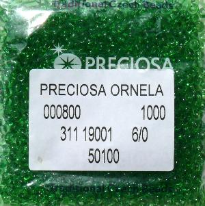 Бисер прециоза, №6 арт.50100 (1категория). Цвет: прозрачный зеленый. Вес 50гр.