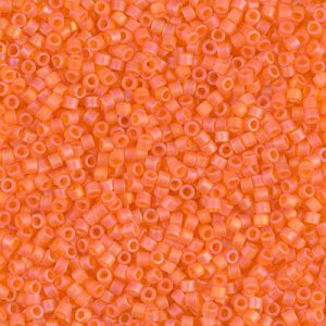 MIYUKI Delica 11/0 DB-0855. Цвет: прозрачный оранжевый матовый с отливом АВ (Matted Transp Orange AB)