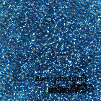 Miyuki, круглый 15/0 (RR-0025). Прозрачный синий с серебряной линией (S/l Capri Blue). 10гр.
