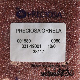 Бисер PRECIOSA №10 арт. 38117 1категория. Прозрачный с внутренней линией цвета какао. 50гр.