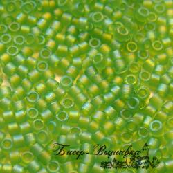 MIYUKI Delica 11/0 DB-1281. Цвет: светло-зеленый прозрачный матовый АВ (Matted Transparent Lime AB).
